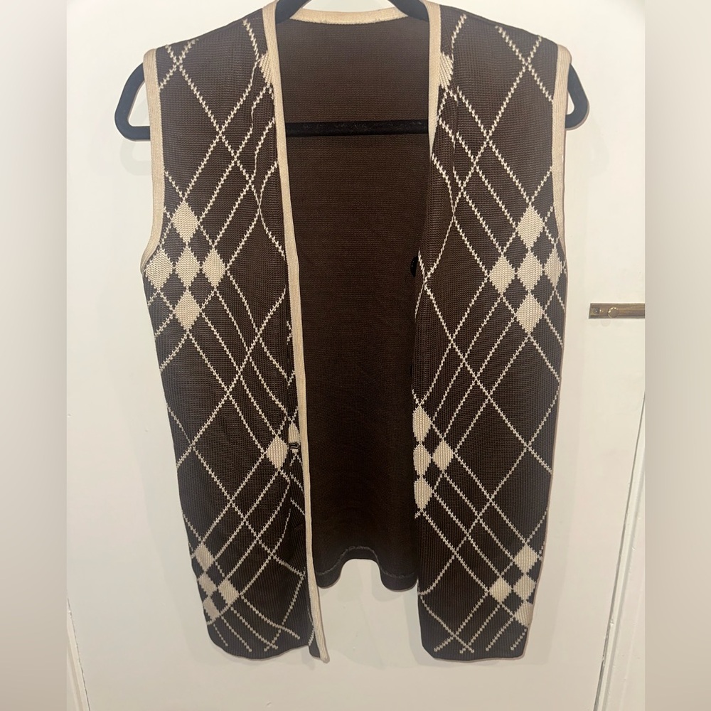 🤎Vintage 1987 Brown & Cream Argyle Knit Vest